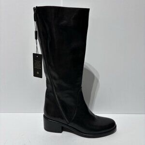 Emanuele Crasto Women’s Black Leather Knee High Boots, Size EUR 39, US 8 M